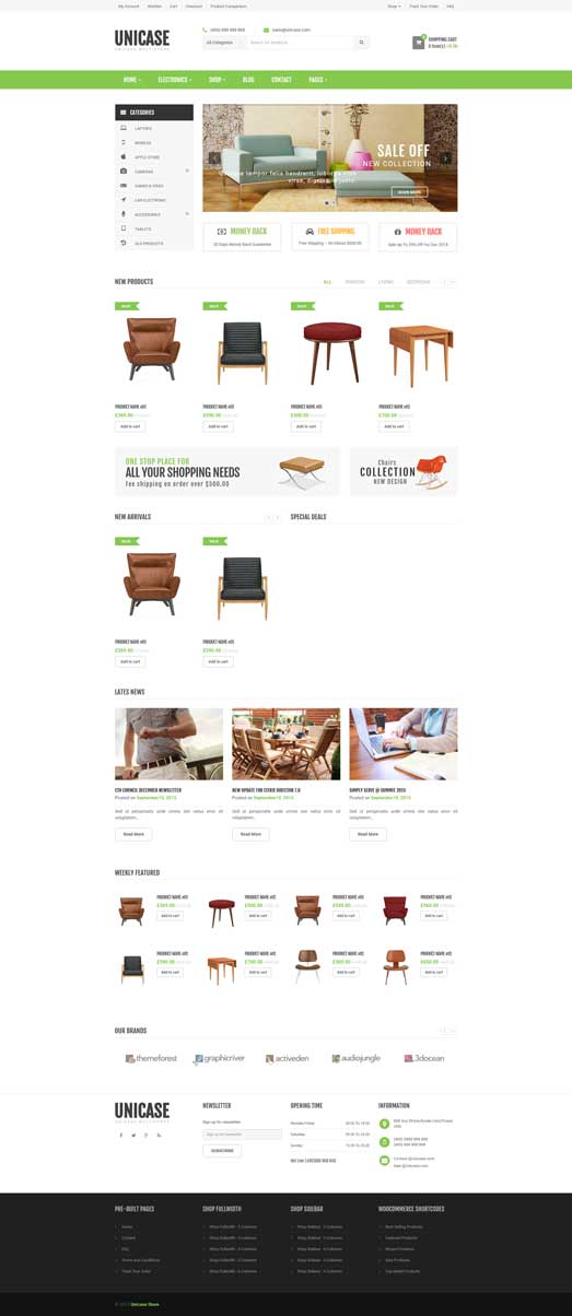 mẫu website nội thất Unicase store